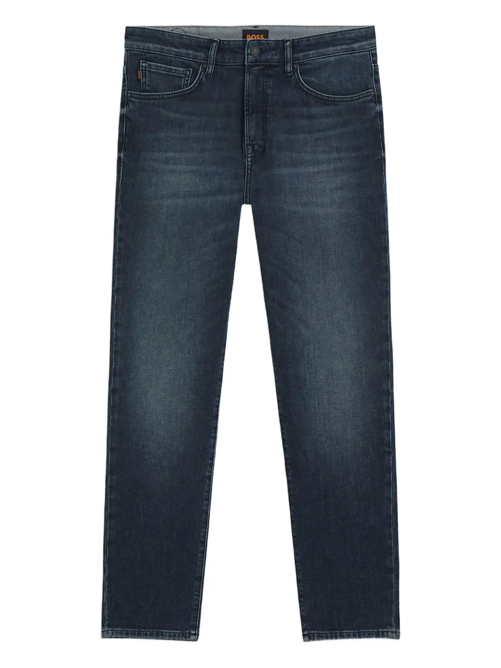 BOSS leather-patch jeans Blauw