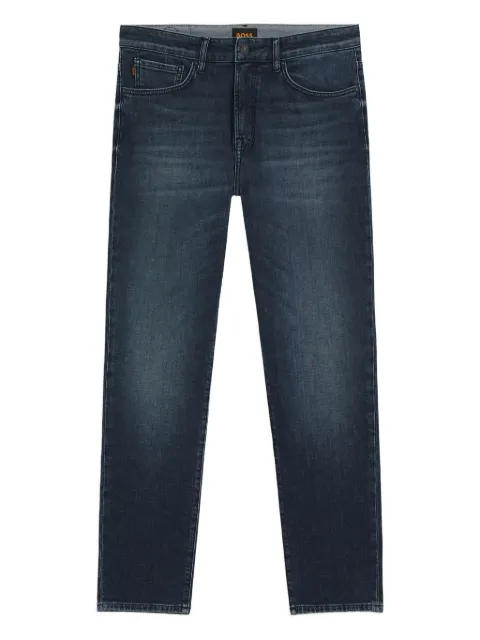 BOSS leather-patch jeans