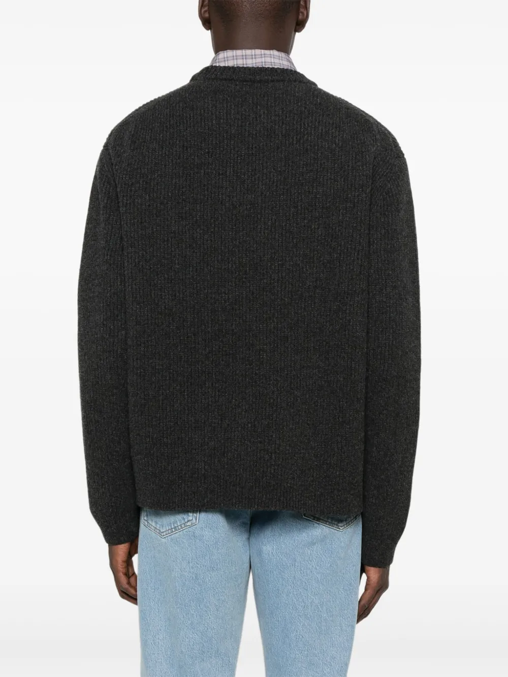 Gucci Logo-detail Ribbed Sweater In Gray