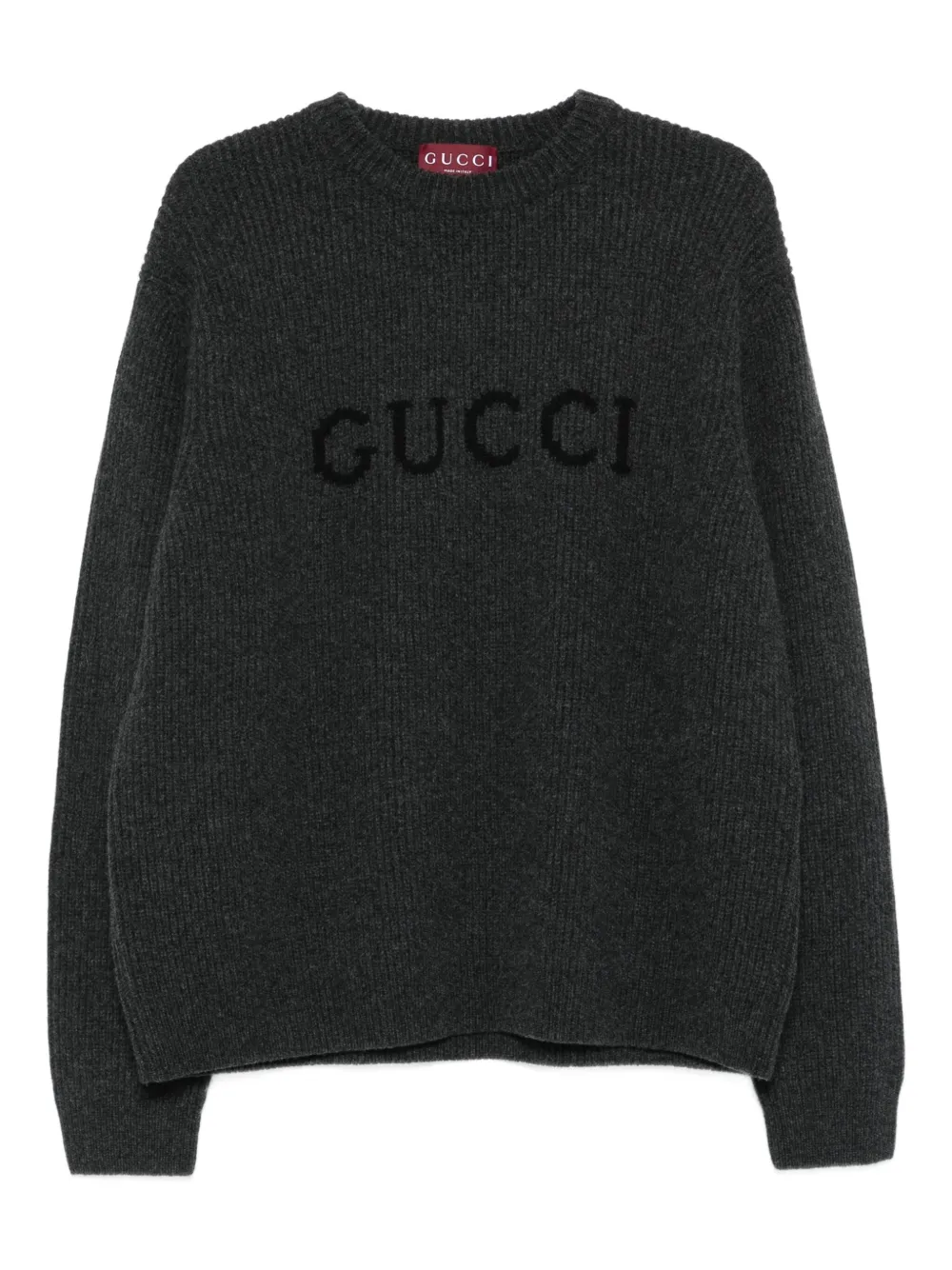 Gucci Logo-detail Ribbed Sweater In Gray
