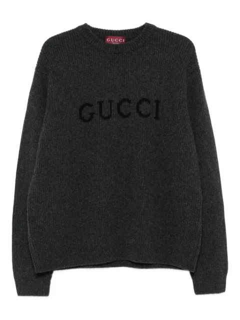 Gucci suéter tejido de canalé con detalle del logo