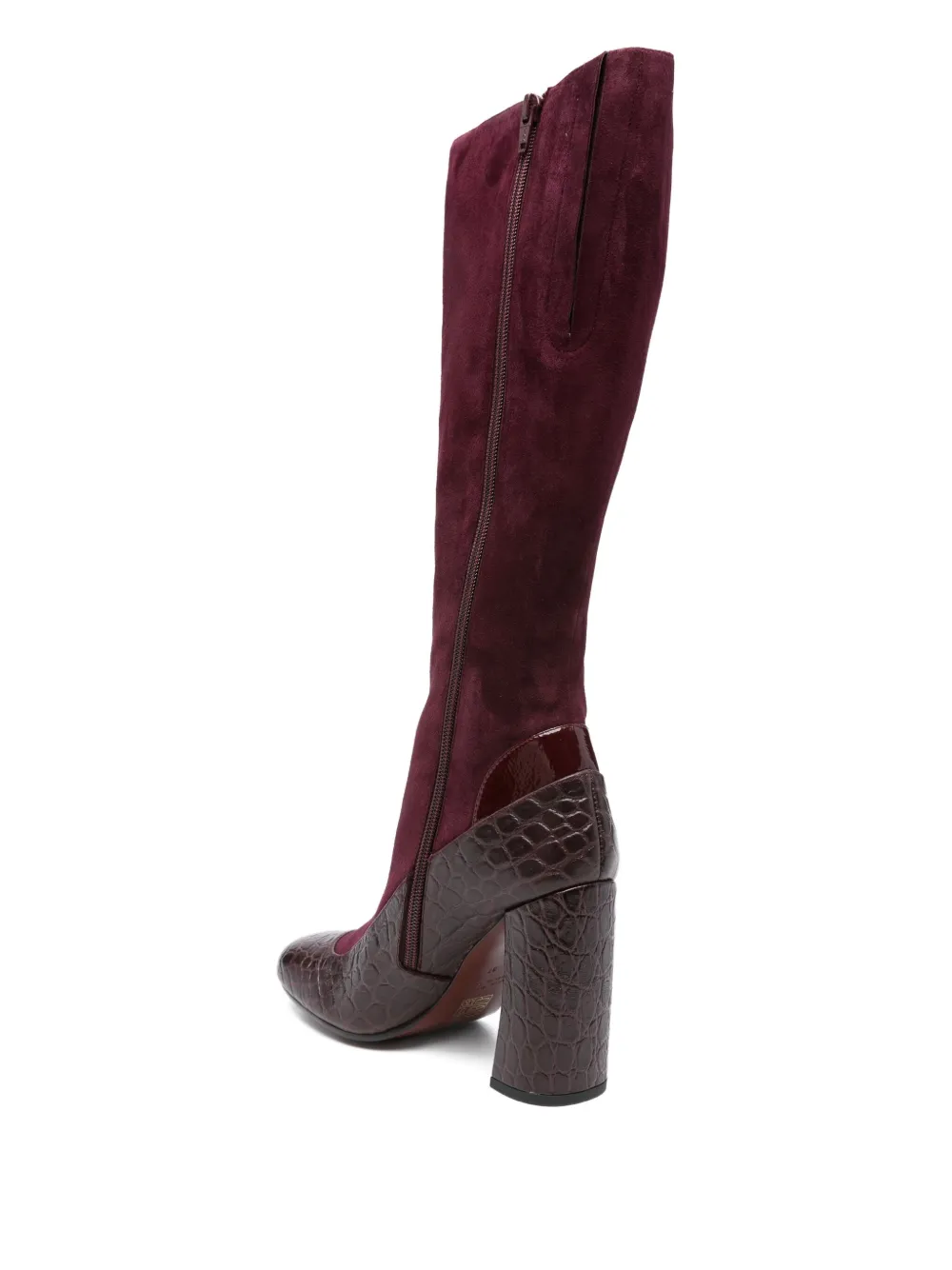 Chie Mihara 85mm leather crocodile-embossed boots Red
