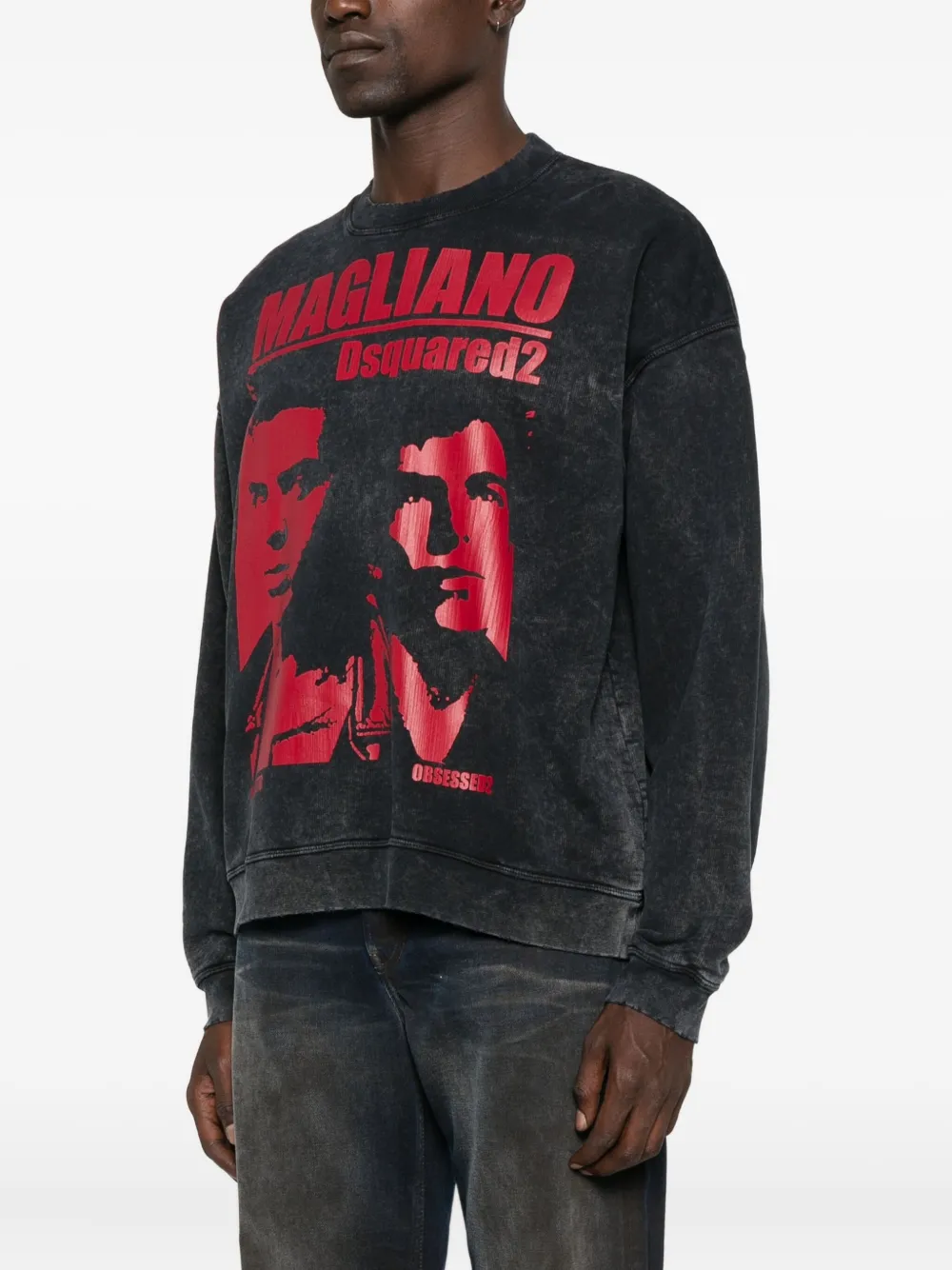 DSQUARED2 Katoenen sweater met print Zwart