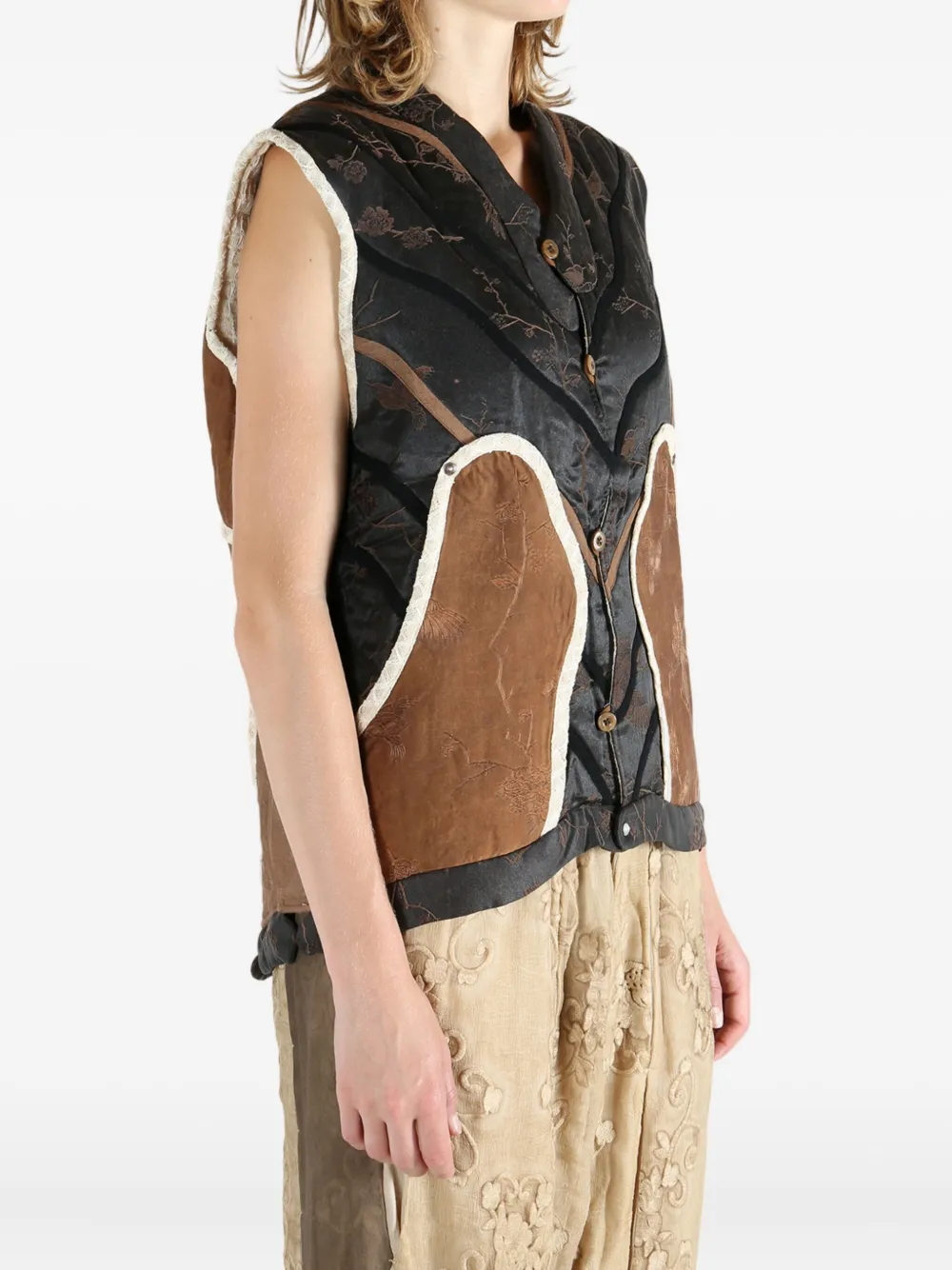 Communs Quilted Panelled Vest In Black