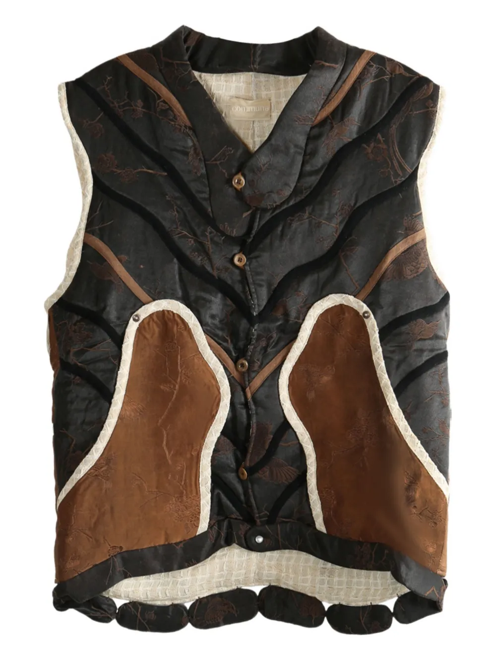 Communs Quilted Panelled Vest In Black