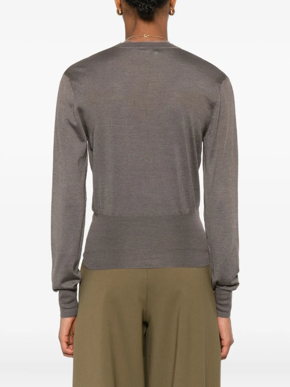 Fendi Cashmere Blend Sweater Featuring Contrast Trim In Brown