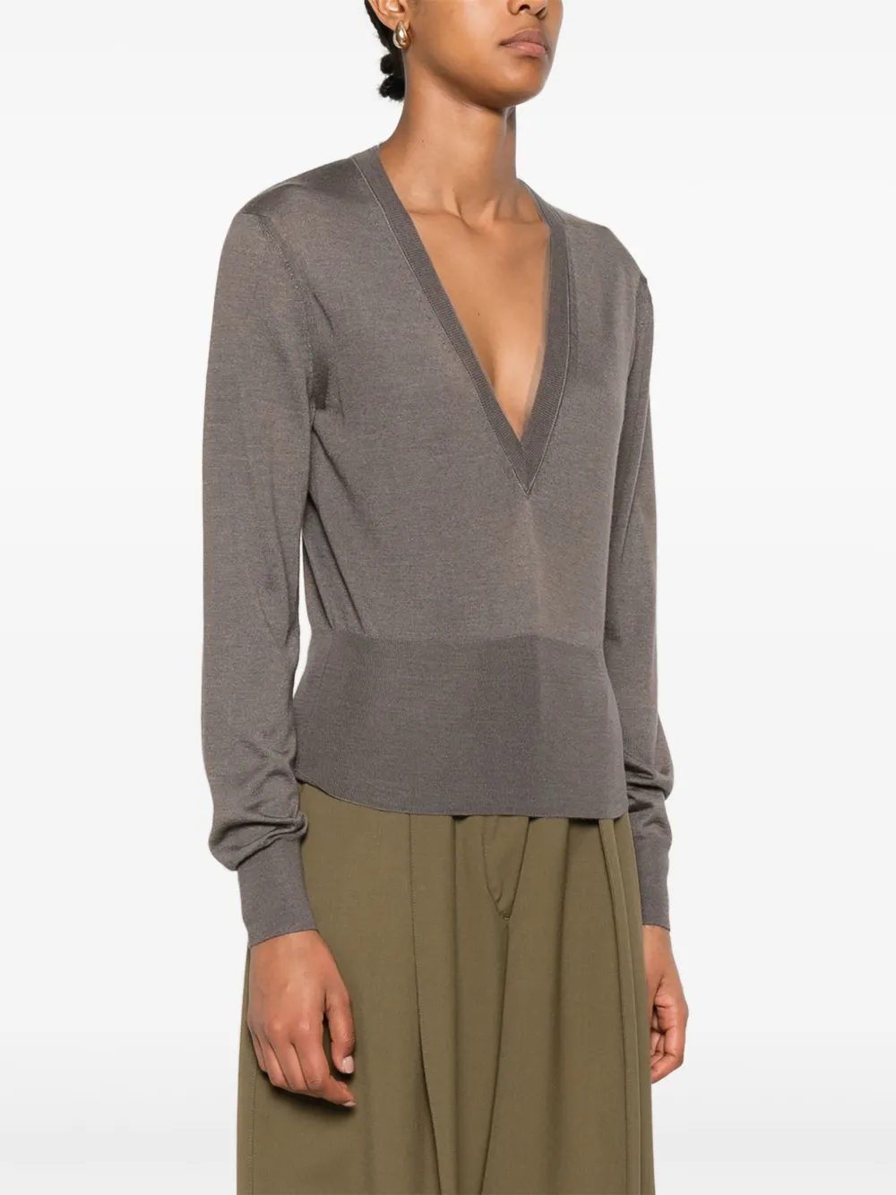 Fendi Cashmere Blend Sweater Featuring Contrast Trim In Brown