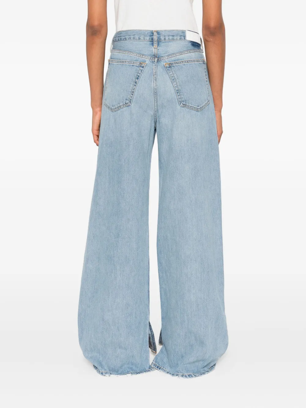 RE DONE Jeans met wijde pijpen en vijf zakken Blauw
