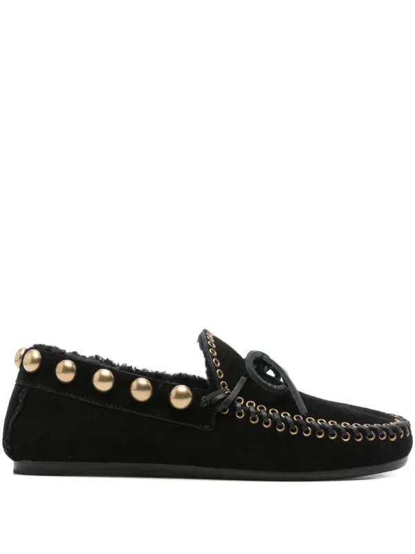Isabel Marant Gold-stud Embellished Loafers in Black