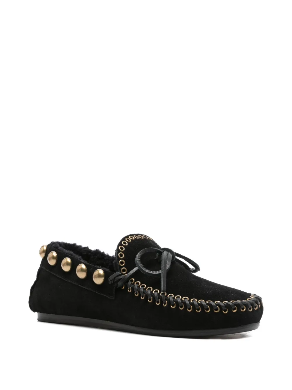 Isabel Marant Gold-stud Embellished Loafers In Black
