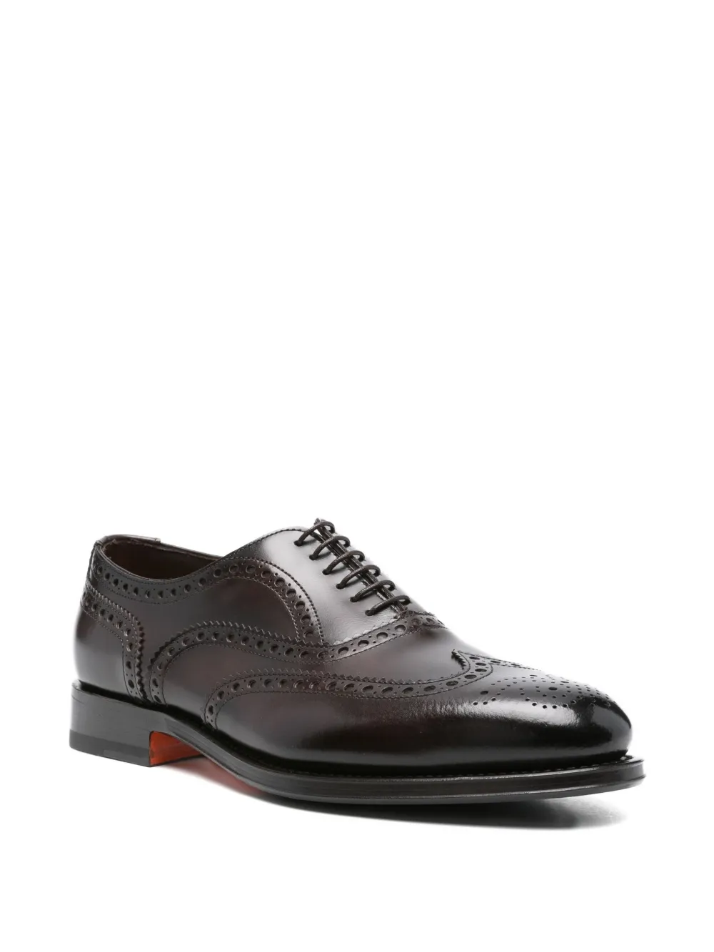 Santoni leather brogue oxford shoes Black