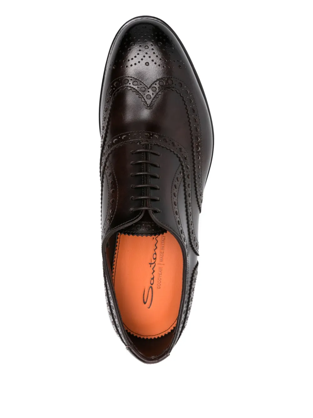 Santoni leather brogue oxford shoes Black