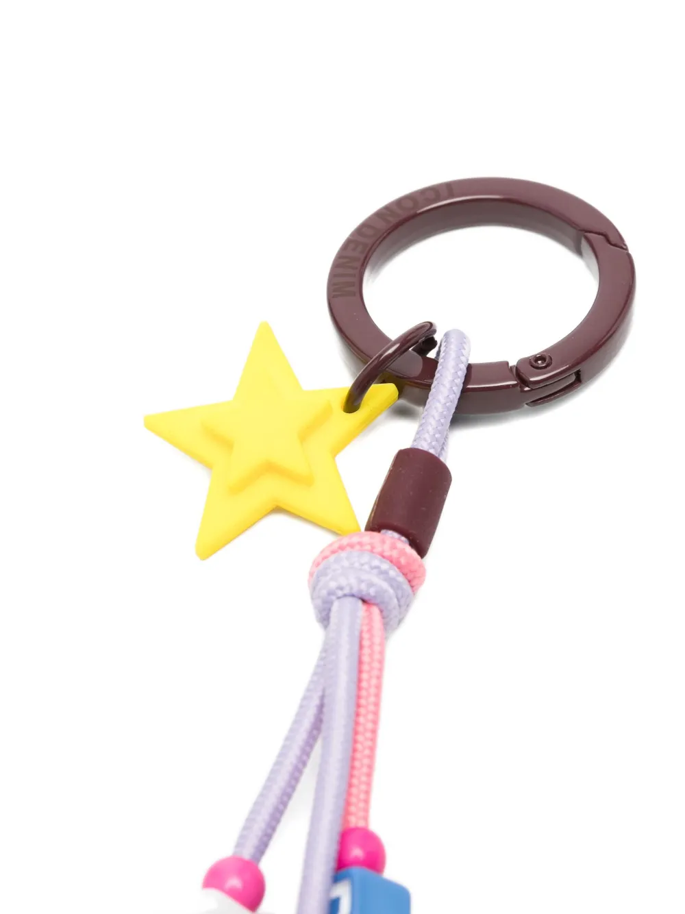 Icon Denim Star-shaped Beaded Keyring In Brown