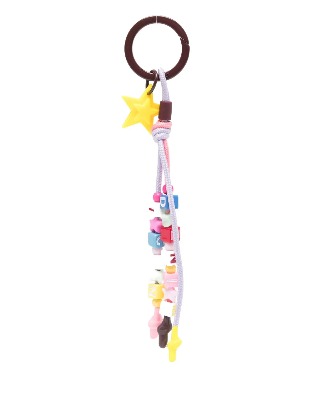 Icon Denim Star-shaped Beaded Keyring In Brown