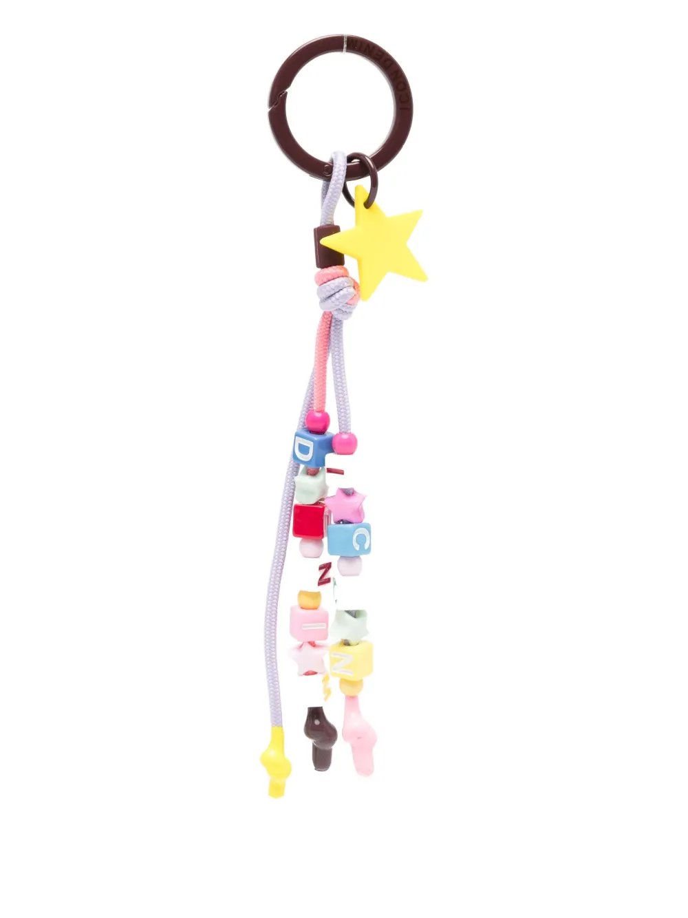 Icon Denim Star-shaped Beaded Keyring In Brown