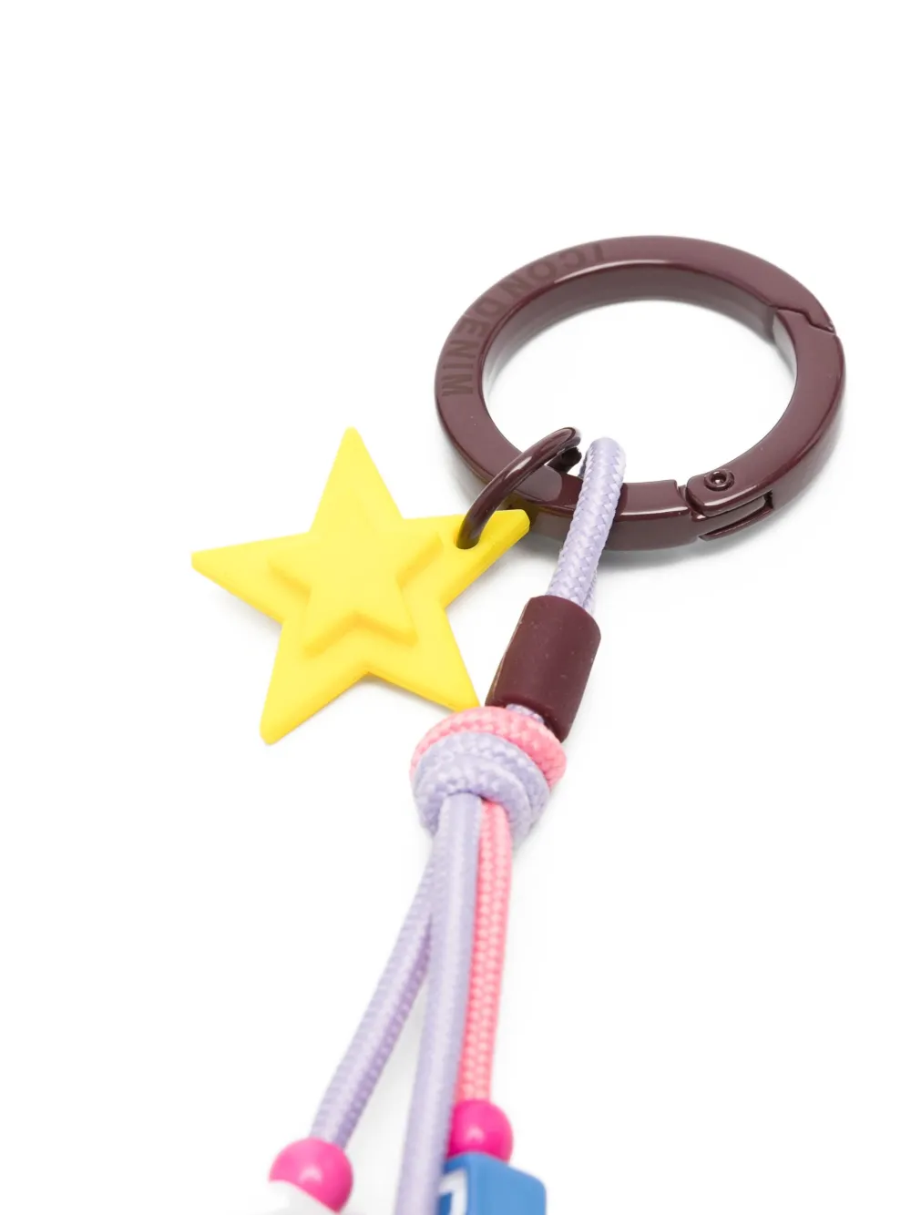  Icon Denim Star-shaped Beaded Keyring - Brown 