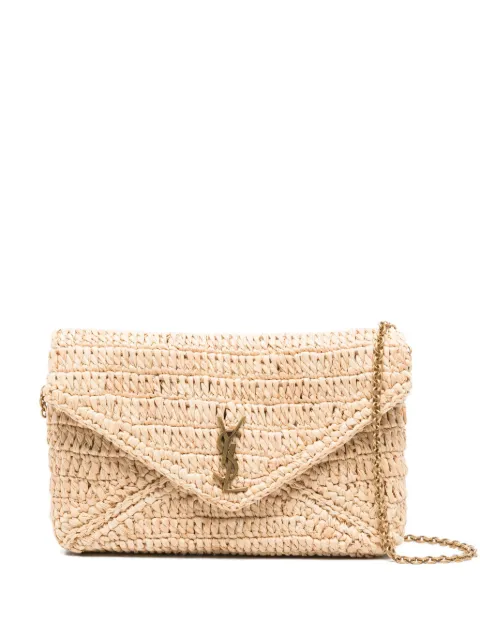 Saint Laurent Gewebte Schultertasche mit Klappe in Kuvertform