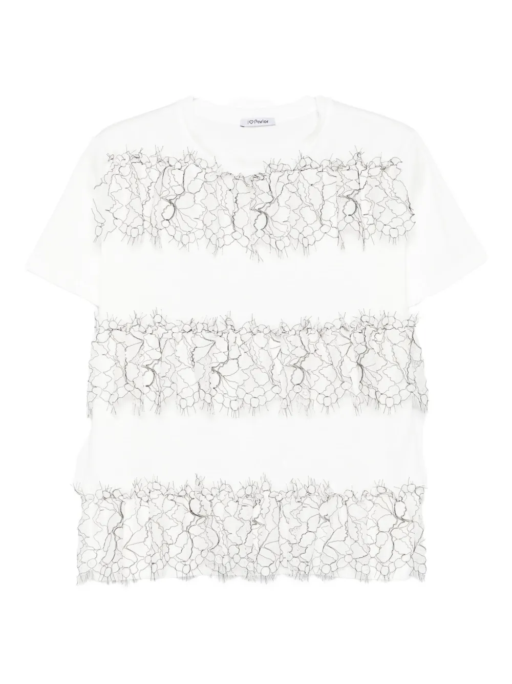 Parlor Lace-banded Cotton T-shirt In White