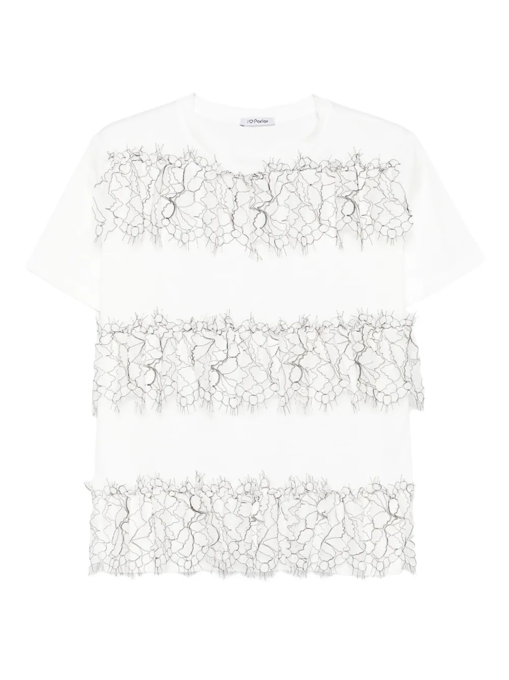 Parlor lace-banded cotton T-shirt | White | Image 1