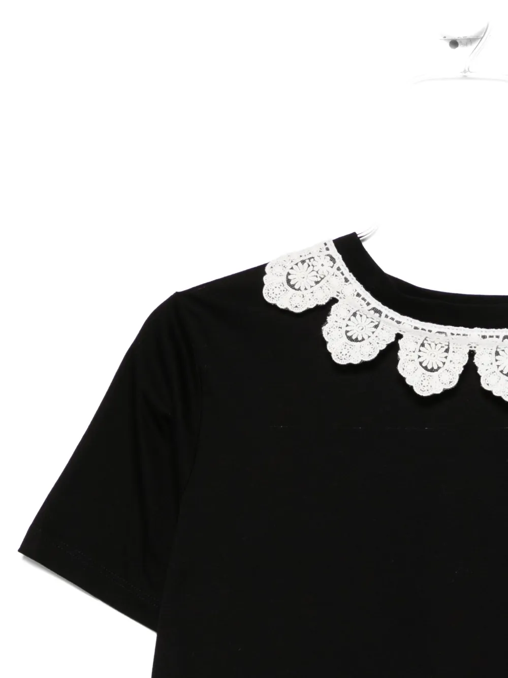 Parlor Lace-trimmed Cotton T-shirt In Black
