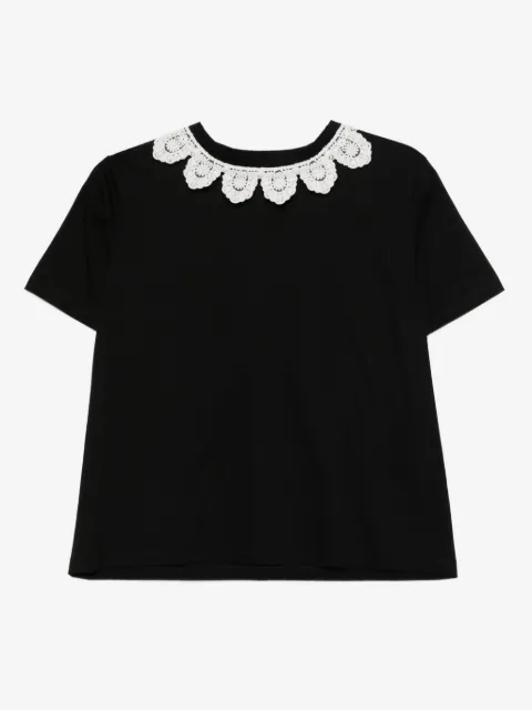 Parlor lace-trimmed cotton T-shirt