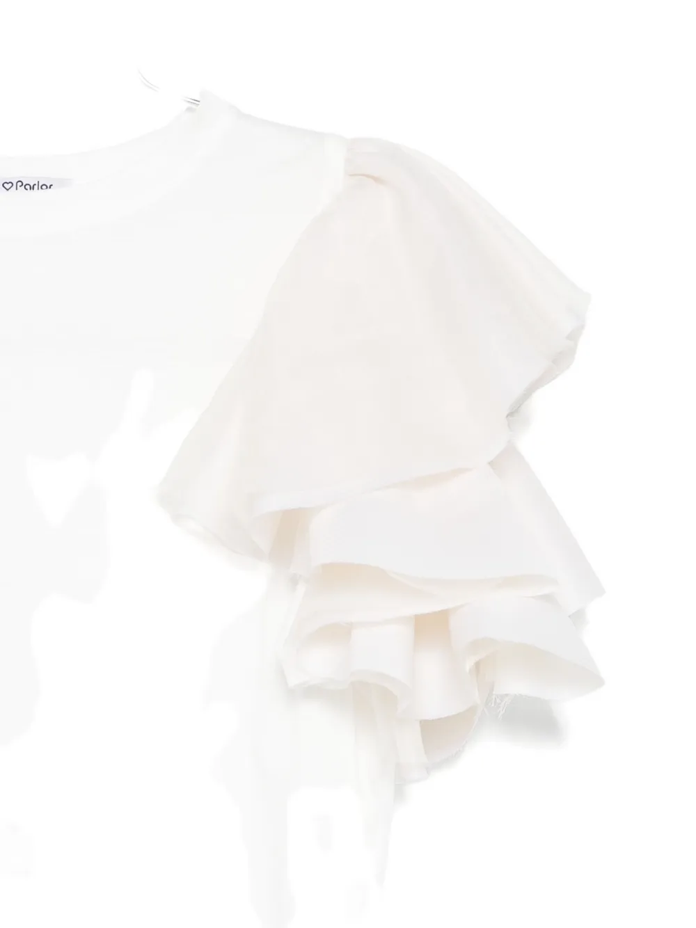 Parlor Ruffled-sleeve T-shirt In White
