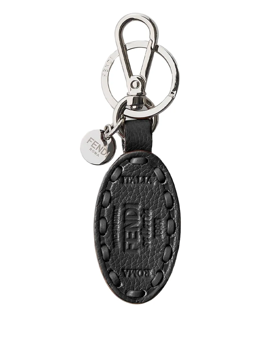 FENDI oval-frame leather keyring | Black | Image 1