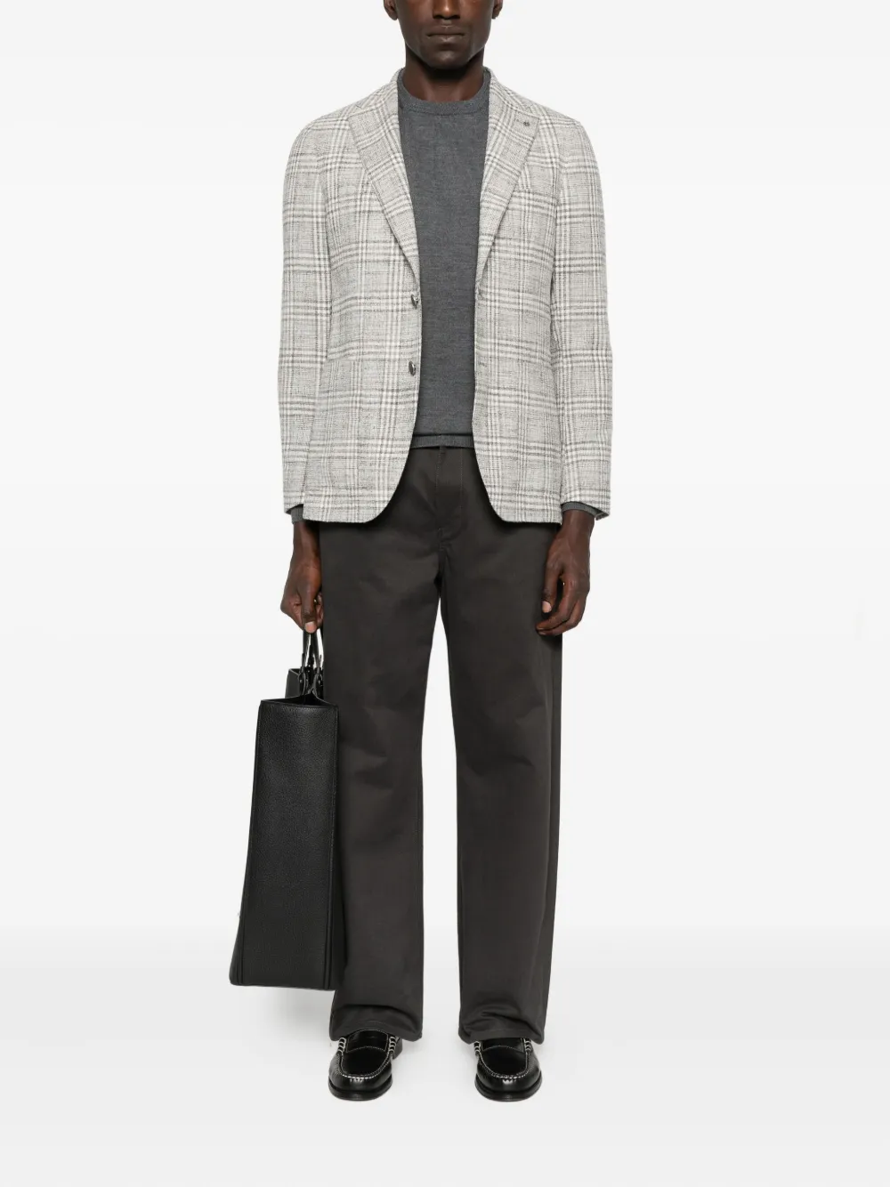 Tagliatore checked single-breasted jacket Grijs