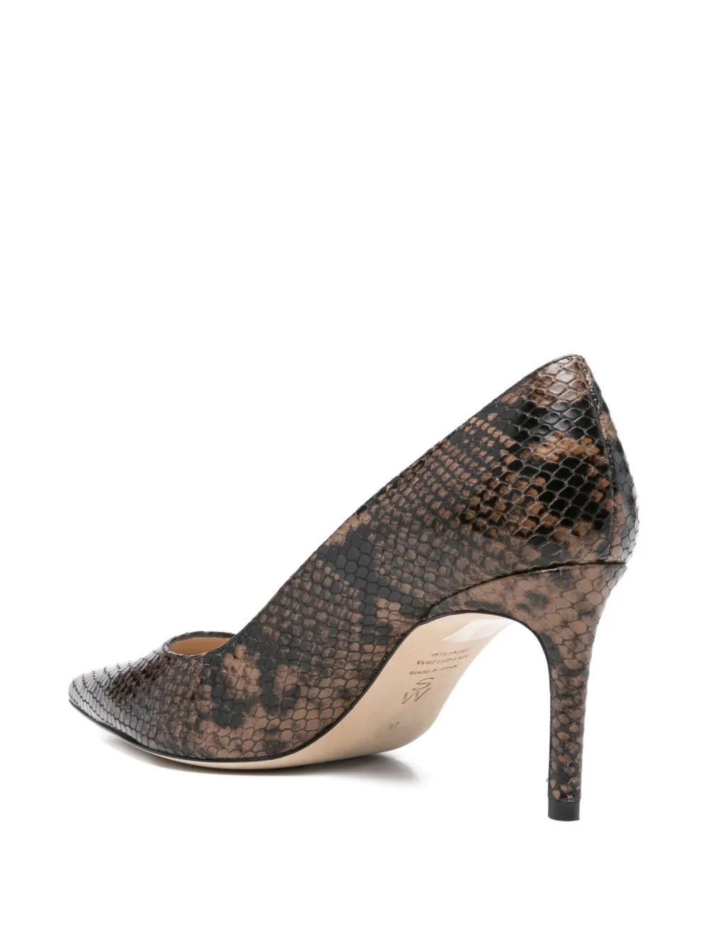 Stuart Weitzman 80mm snakeskin-pattern stiletto heeled pumps Brown