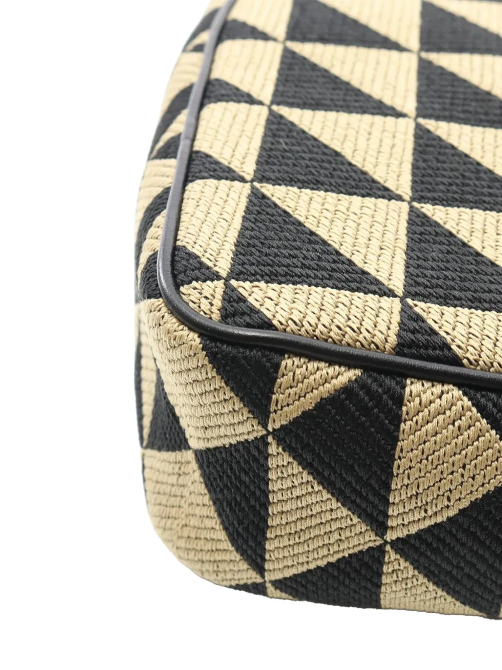 Pre-owned Prada 2013-2025 Mini Triangolo Jacquard Triangle Symbole Satchel In Brown