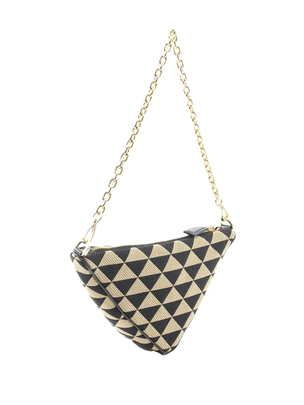 Pre-owned Prada 2013-2025 Mini Triangolo Jacquard Triangle Symbole Satchel In Brown
