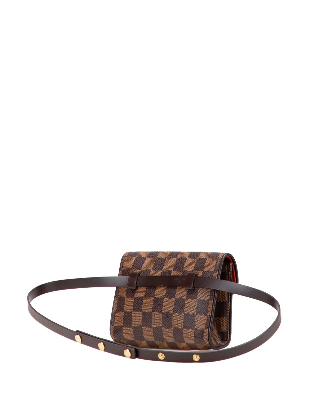 Pre-owned Louis Vuitton 2002 Damier Ebene Florentine Pochette Belt Bag In Brown