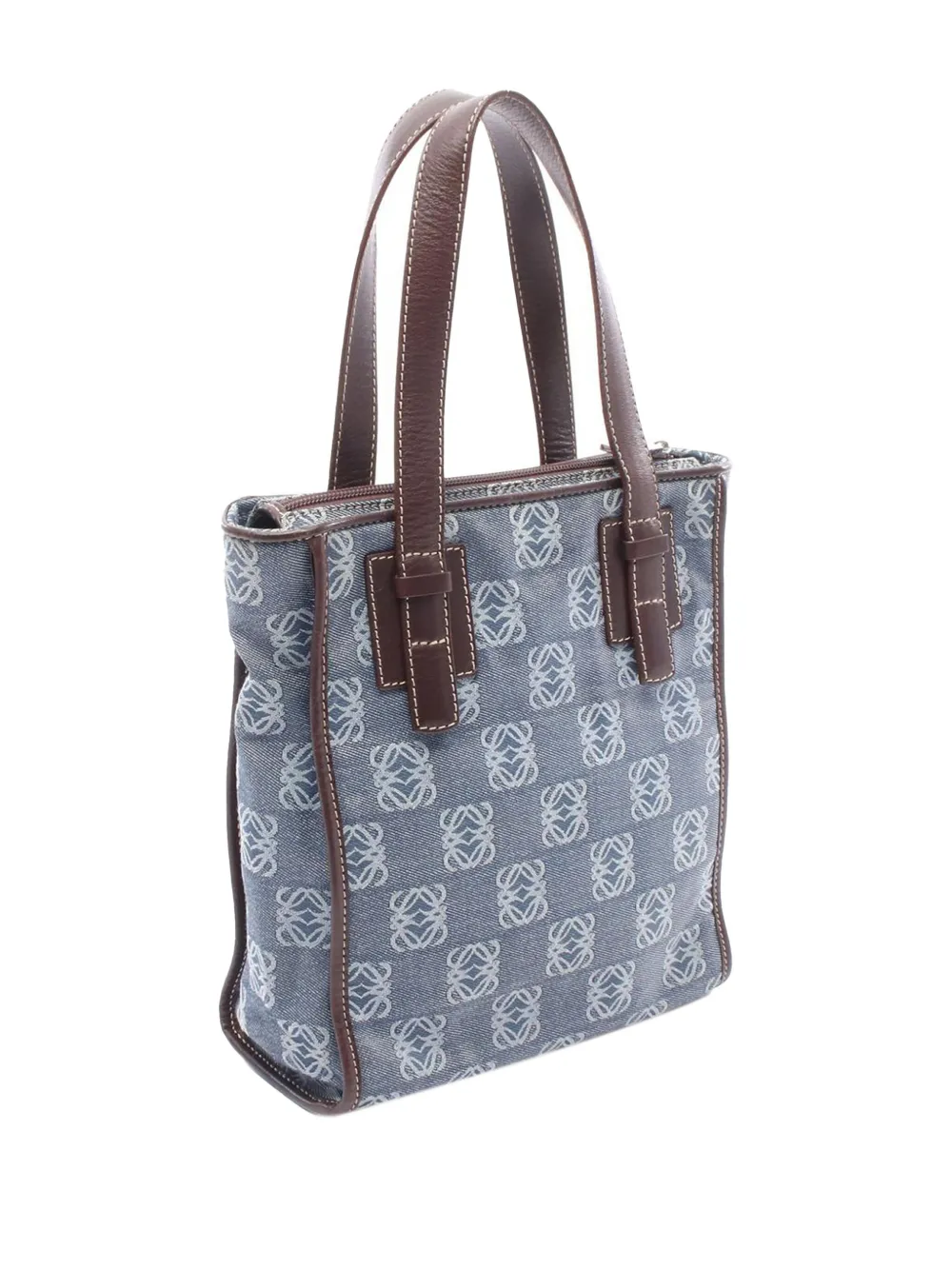 Pre-owned Loewe 2000-2025 Anagram Denim Tote Bag In Blue