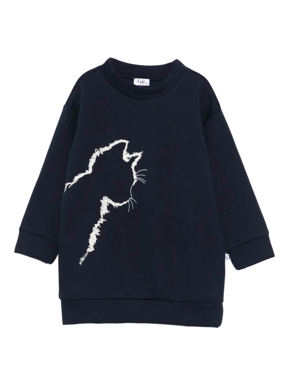 Il Gufo cat-embroidered sweatshirt dress Blauw