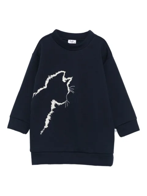Il Gufo cat-embroidered sweatshirt dress