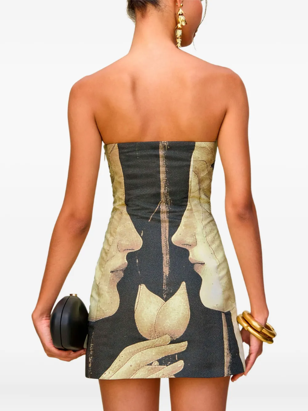 Cult Gaia Strapless mini-jurk met print Grijs
