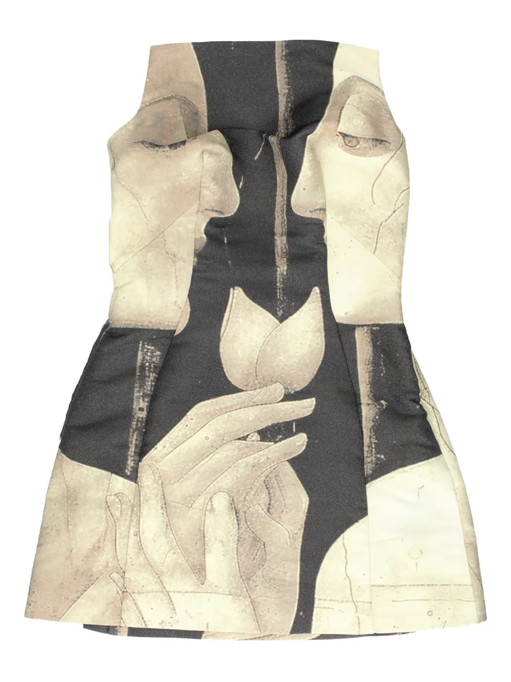 Cult Gaia portrait-print strapless mini dress - グレー Cult Gaia portrait-print strapless mini dress - グレー