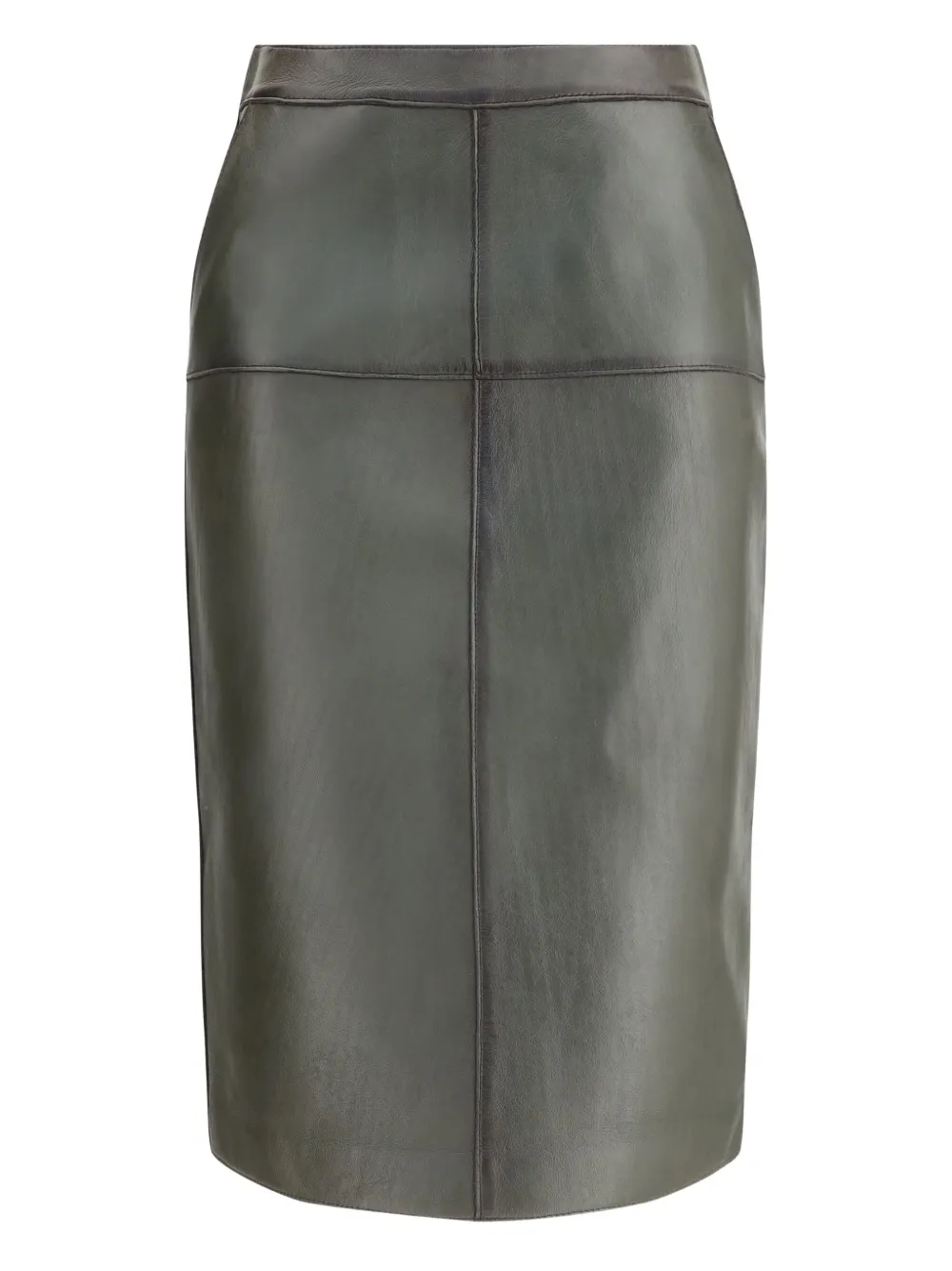P.a.r.o.s.h Leather Panelled Straight Skirt In Green