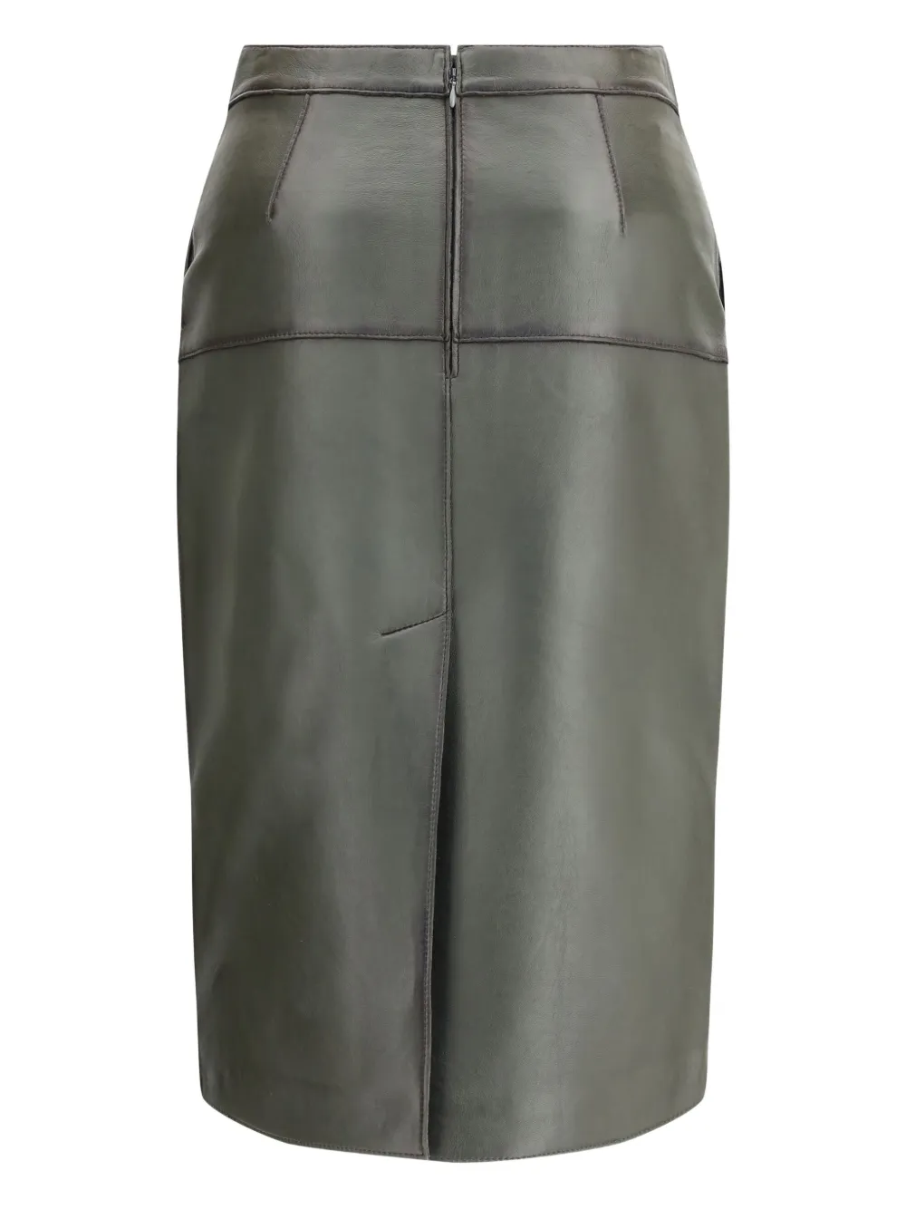 P.A.R.O.S.H. leather panelled straight skirt - Groen