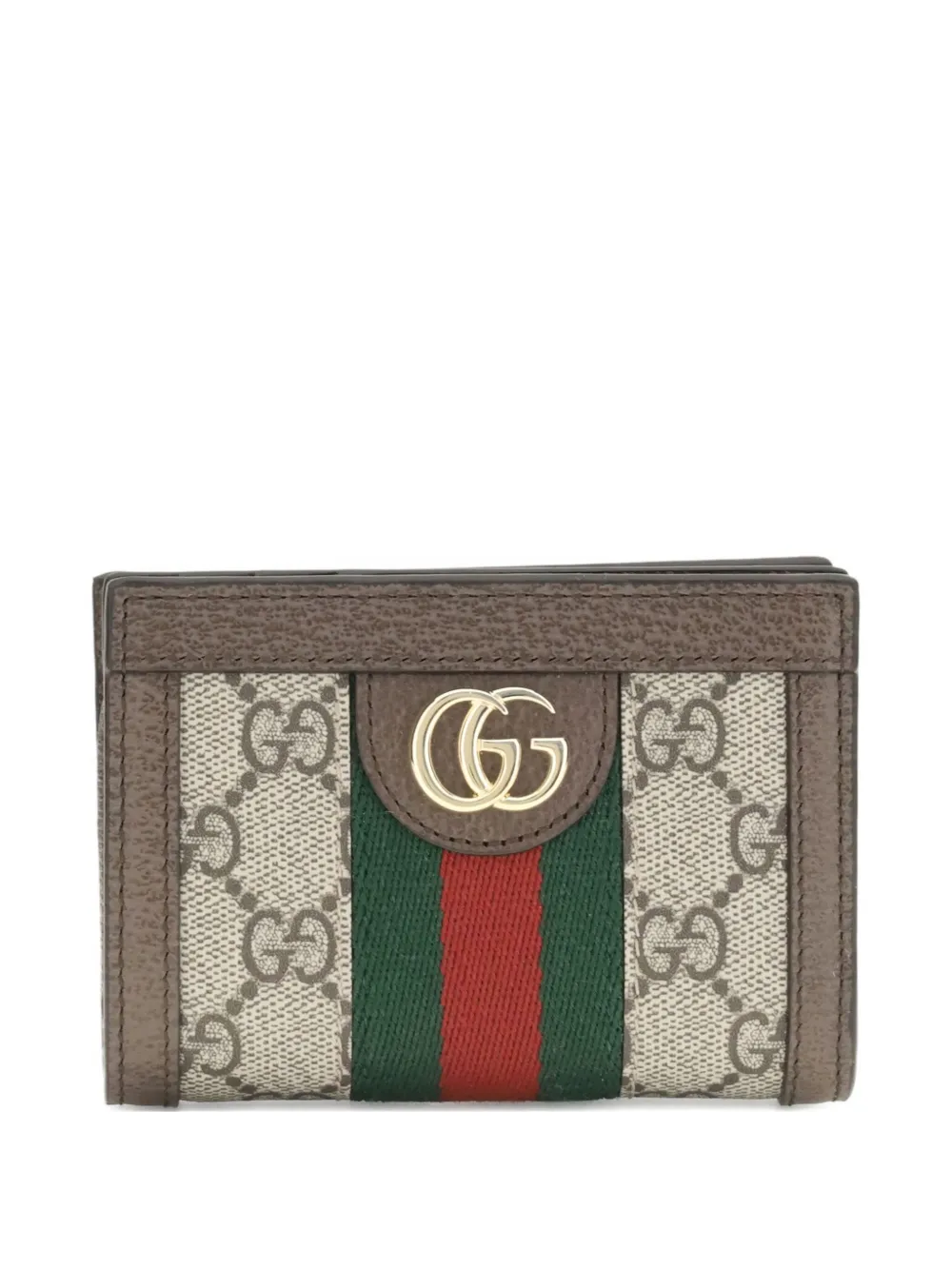 Gucci Gg Supreme Fabric Ophidia Wallet Tricolor Stripe In Brown