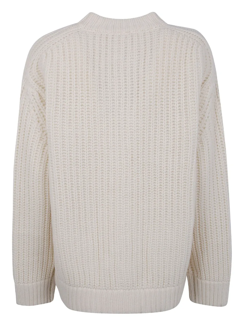 Semicouture Amalia Ribbed Wool Cardigan In Neutral