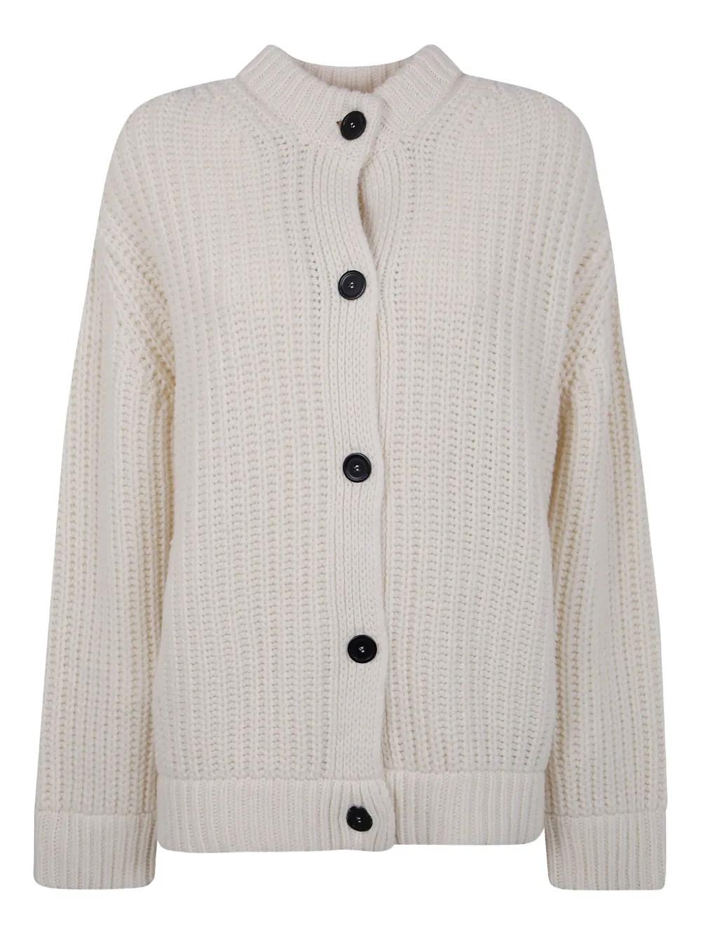 Semicouture Amalia Ribbed Wool Cardigan In Neutral
