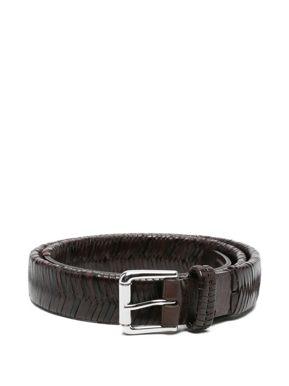 LEMAIRE braided leather belt Bruin