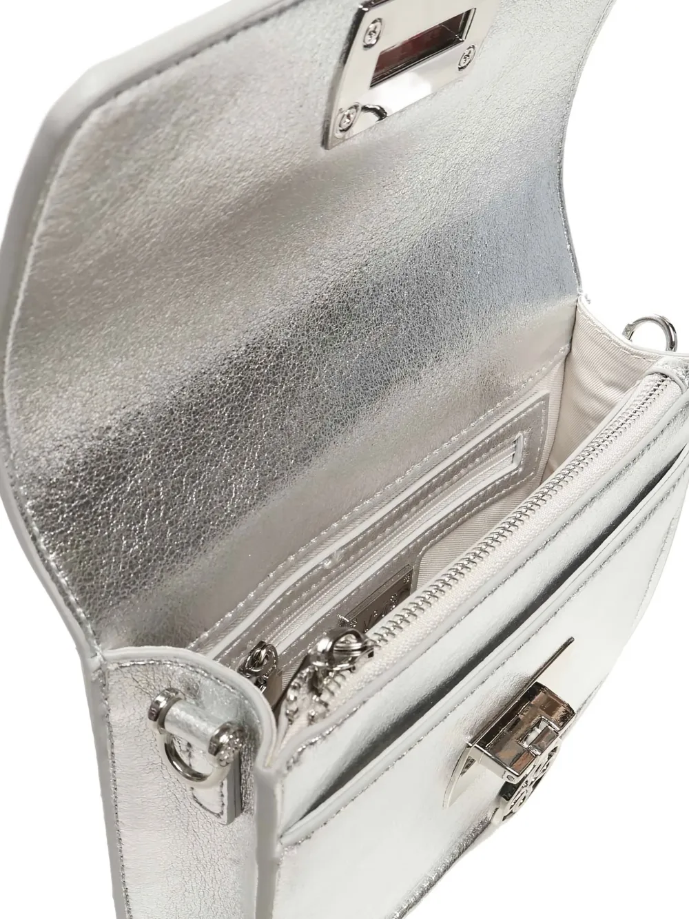 V73 Metallic Effect Chain Shoulder Bag In Gray