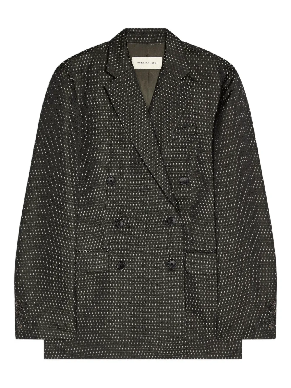 Dries Van Noten Double-breasted Jacquard Blazer In Black