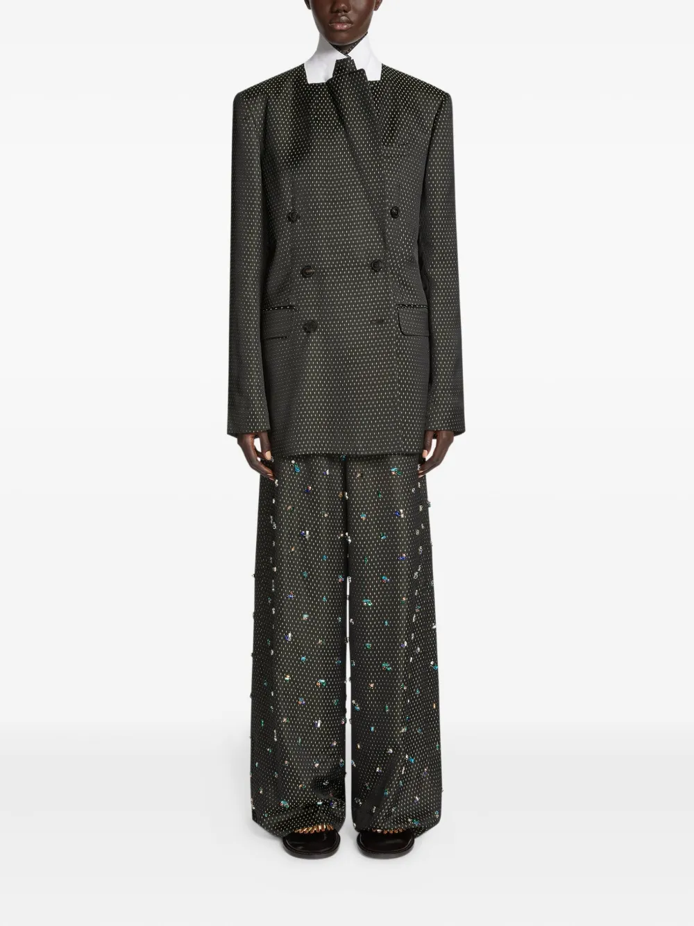 DRIES VAN NOTEN double-breasted jacquard blazer Zwart