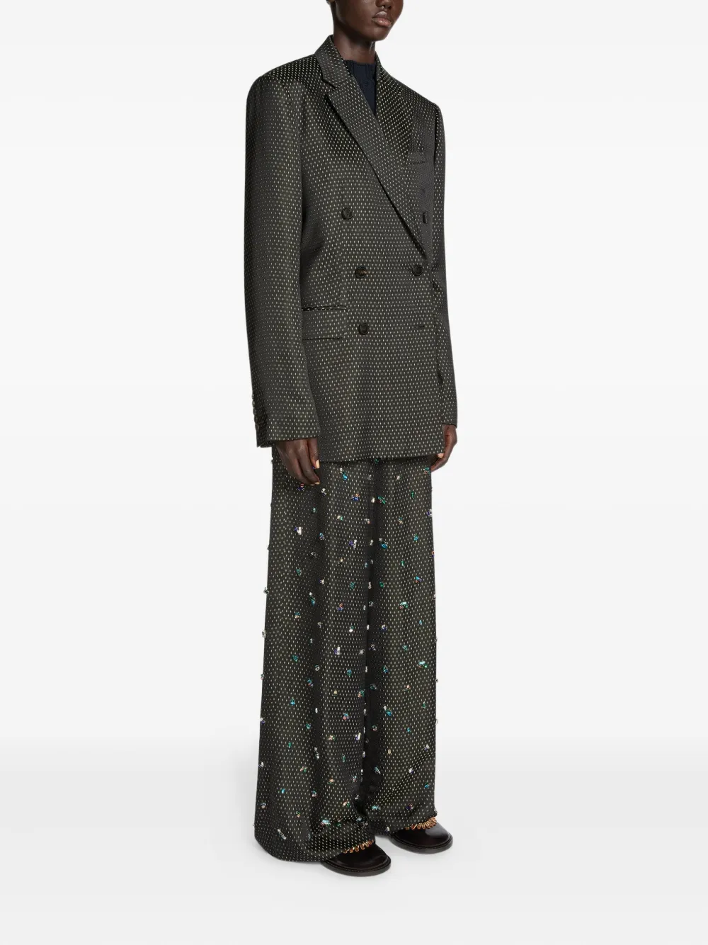 DRIES VAN NOTEN double-breasted jacquard blazer Zwart