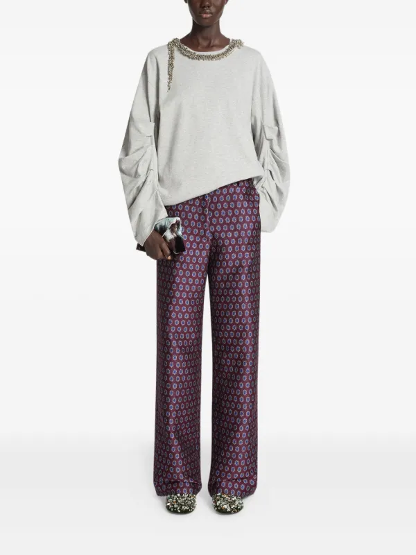 DRIES VAN NOTEN Pleated long-sleeves T-shirt | Grey | FARFETCH