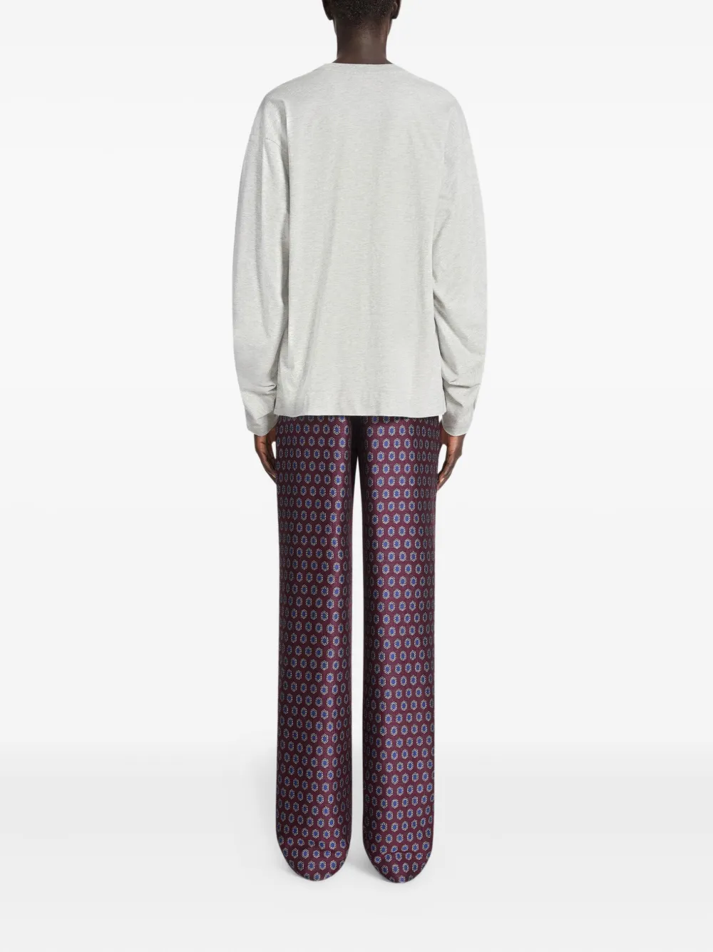 DRIES VAN NOTEN Geplooid T-shirt met lange mouwen Grijs