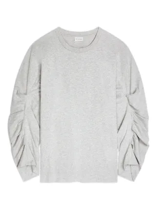 dries van noten シャーリングロングスリーブカットソー XS DRIES VAN NOTEN プリーツ ロングTシャツ | グレー | FARFETCH JP